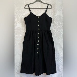 Brave Soul Strappy Button-Down Midi Dress Size 10 GUC Pockets (See Description)